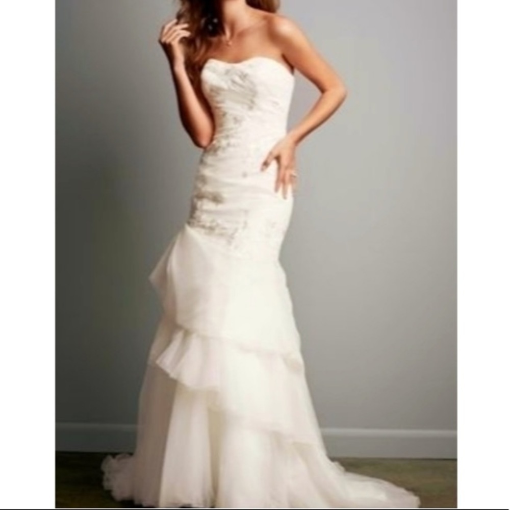 David’s Bridal | Galina Organza Strapless Trumpet Wedding Gown